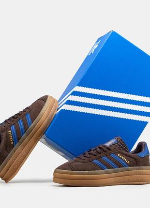 Женские кроссовки adidas gazelle bold brown blue 36-37-38-39-408 фото