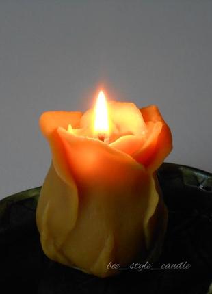 Свічка троянда (натуральний бджолиний віск), роза свеча,воскові свічки4 фото