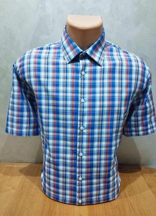 Лаконичная рубашка с коротким рукавом в клетку немецкого бренда nobel league