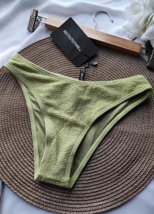 Стильні плавки жіночі низ купальника бікіні роздільний купальник жатка колір зелений трусики3 фото