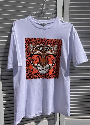 Женская белая футболка crep с принтом тигра