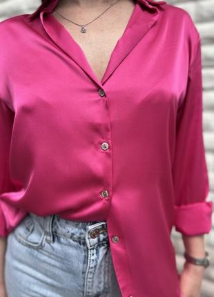 Женская атласная рубашка в стиле zara6 фото