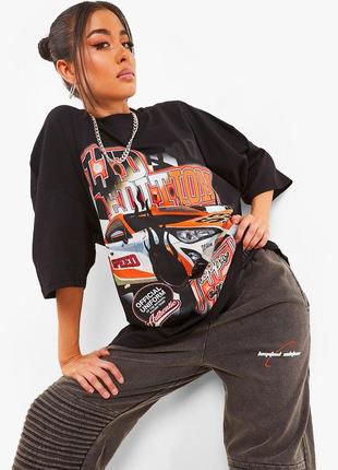 Футболка boohoo oversized t-shirt with front and back graphic