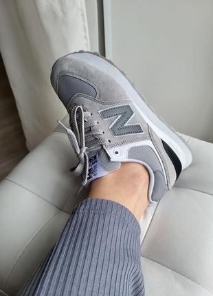 New balance 574 жіночі кросівки беланси натуральна замша сірі з сіткою женские серые кроссовки замшевые с сеткой весна лето деми8 фото