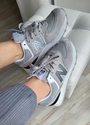 New balance 574 жіночі кросівки беланси натуральна замша сірі з сіткою женские серые кроссовки замшевые с сеткой весна лето деми3 фото