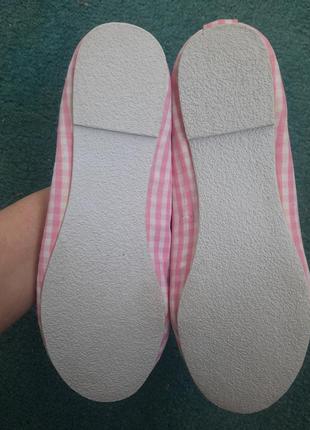 Нежно розовые балетки в белую клетку туфли ботинки слипоны лоферы 22.5 см3 фото