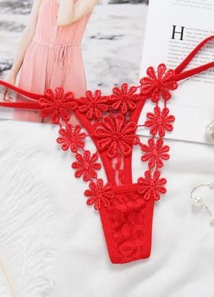 Красные трусики эротические "ромашки", м. код: а16
