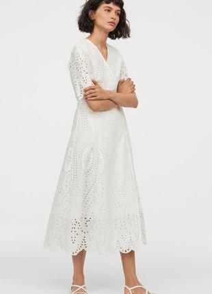 Платье на запах прошва натуральный хлопок h&m