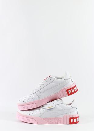 Кроссовки на лето puma cali basket white pink