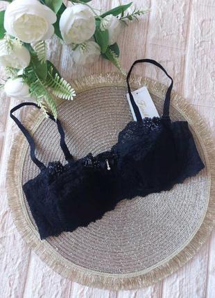 Черный шикарный эффектный нежный бюстик в форме анжелика без поролона люкс качество...