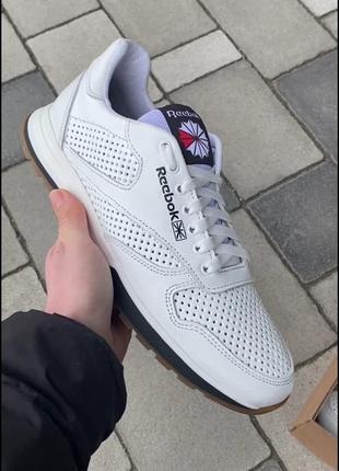 Мужские белые кожаные летние кроссовки reebok3 фото