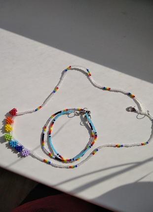 Набір прикрас кольє та браслети із бісера