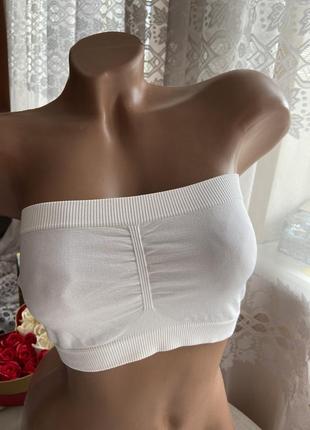 Новий топ бюстгальтер без чашок еластичний з нюансиком 💙💛 сток