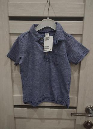 Футболка поло смугаста полосата 86р h&m 12-18міс. є дві штуки якщо для двійні