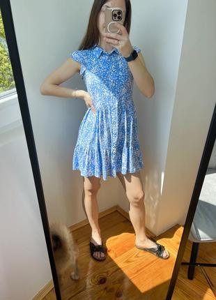 Летнее голубое платье stradivarius 2
