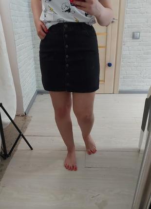 Джинсовая черная женская мини-юбка, размер m, asos