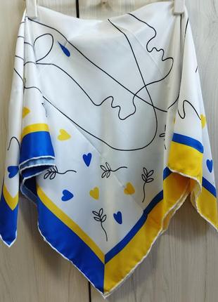 Патриотические украинские платки, платок флаг, сувенир, желто голубый платок, платье