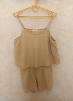 Льняной комбинезон ромпер с открытой спиной