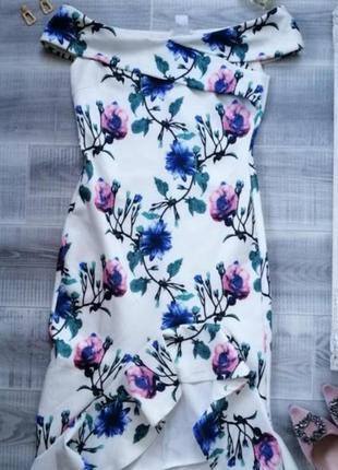 Нарядна квіткова сукня шлейф асиметрія плаття3 фото