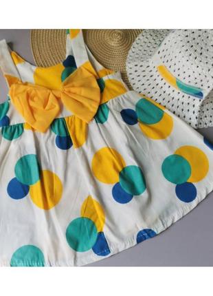 Комплект для девочки платье и шляпка желтый бантик4 фото