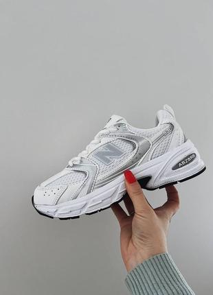 New balance nb 530 silver white трендові жіночі білі срібні кросівки баланс белые серебристые серебряные кроссовки с сеткой весна літо осінь5 фото