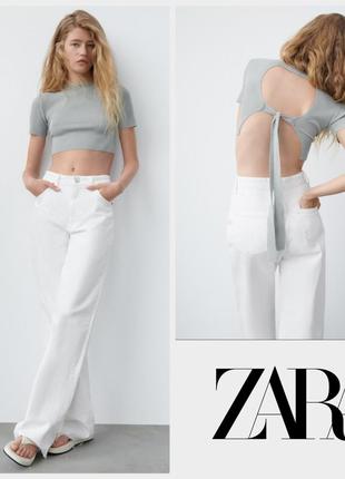 Zara топ у рубчик із відкритою спиною