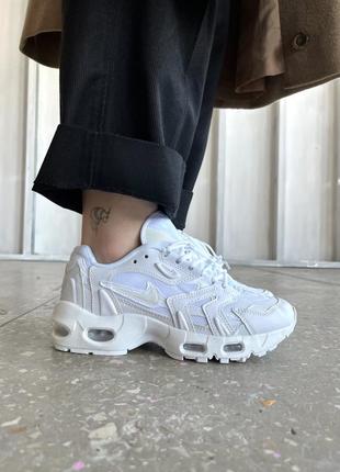 Nike air max 96 ii triple white жіночі топові білі кросівочки в сітку літні весняні демі весна літо белые кроссовки найки в сетку летние скидка знижка