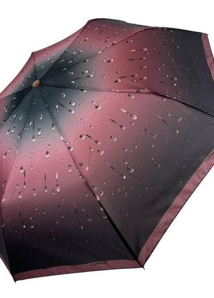 Жіноча парасолька напівавтомат toprain на 8 спиць із принтом крапель, коричнева ручка, 02056-6