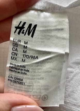 H&amp;m белая льняная блуза из льна и хлопка свободный крой завязки на рукавах10 фото
