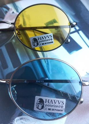 Сонячні жіночі чоловічі круглі унісекс круглі окуляри жовті голубі з поляризацією бренду havvs італія