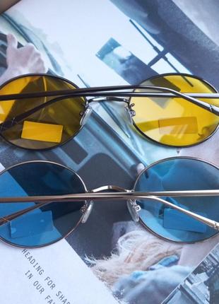 Солнечные женские мужские круглые очки желые голубые с поляризацией бренда havvs италия.6 фото