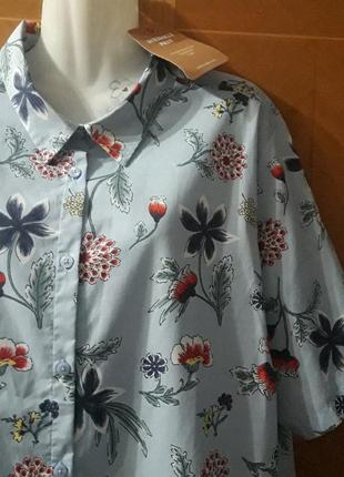 Брендовая новая хлопковая красивая блузка рубашка в цветах р.24/52 от cotton traders1 фото