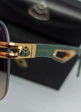 Maybach очки мужские солнцезащитные люксовые брендовые сине бежевый градиент дужки зеленые мраморные10 фото