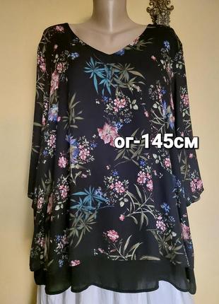 💣 элегантная блуза,туника,цветочный принт, батал1 фото