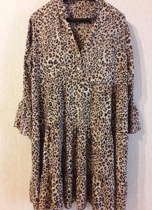 Розпродаж!!! плаття  леопардовий принт ярусне  віскоза