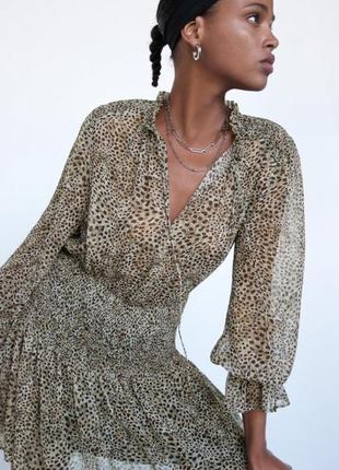 💋 легкое шифоновое платье в популярный леопардовый принт от zara.