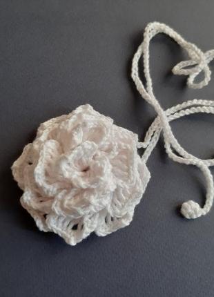 Цветок чокер, белая роза чокер, цветок на шею, модный тренд4 фото