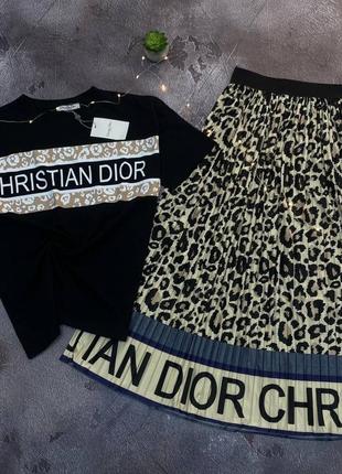 💜наложка+💙lux качество женский футболка+юбка костюм "christian dior"❤️наша доставка+футболка на выбор💜