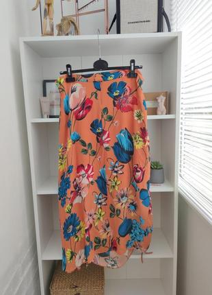 Спідниця юбка міді миди принт ассиметрична із зав'язками тренд нова house of holland7 фото