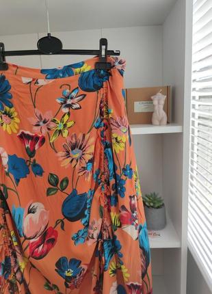 Спідниця юбка міді миди принт ассиметрична із зав'язками тренд нова house of holland3 фото