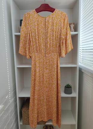 Плаття платье міді миди сарафан ампір персикове принт якісне бренд numph7 фото