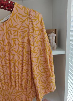 Плаття платье міді миди сарафан ампір персикове принт якісне бренд numph4 фото