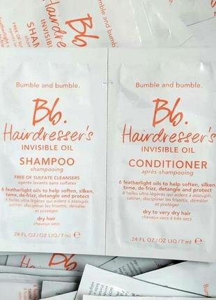 Пробник шампунь + кондиціонер bumble and bumble hairdresser's invisible oil для сухого волосся, 2*7 мл2 фото