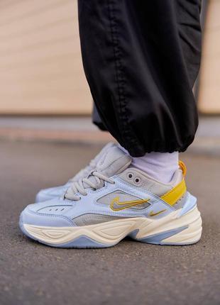 Nike m2k tekno half blue crome yellow