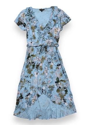 Новое вискозное платье летнее в цветочный принт платье на запах с рюшами2 фото