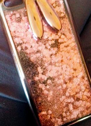 Силиконовый чехол для iphone 7/8 (заяц с подставкой, розовый)