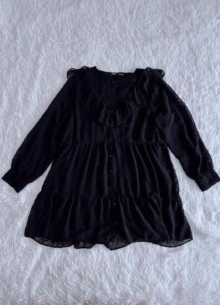 Стильное черное платье zara в горошек3 фото
