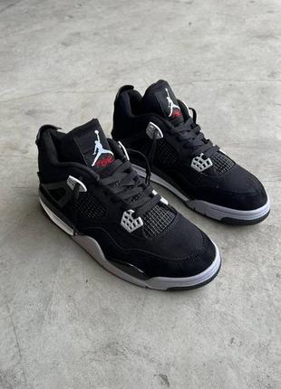 Отличные кроссовки nike air jordan retro 4 black canvas чёрные