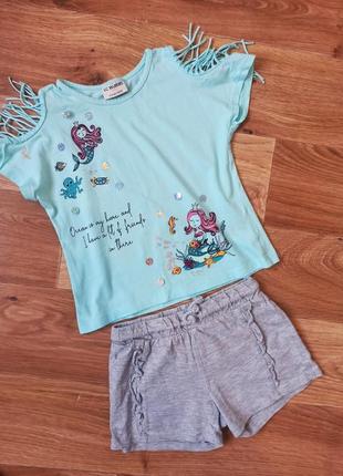 Костюм комплект шорты футболка на девочку рост 104 110