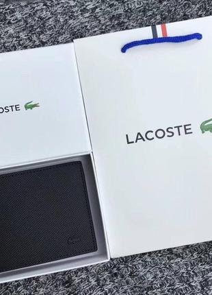 Подарочный набор lacoste мужской кошелек черный портмоне8 фото